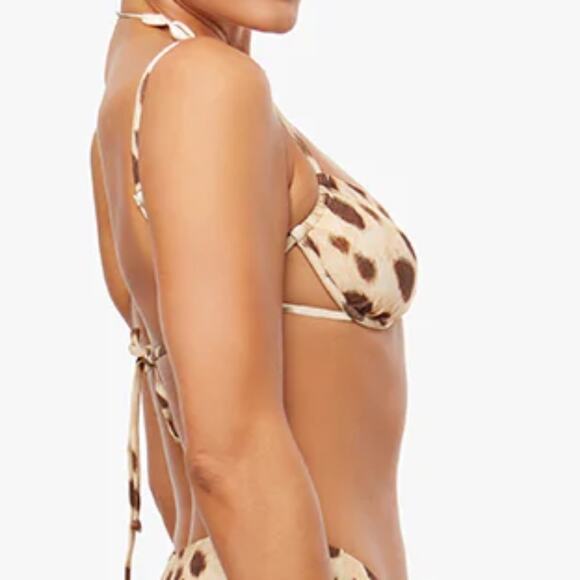 WEWOREWHAT Women's Animal Print Ruched Underwire Bikini Top Leopard L NWT - Picture 3 of 10